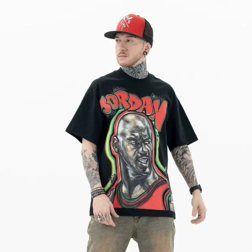 350 GSM COTTON HEAVYWEIGHT MICHAEL JORDAN MJ23 BLACK GRAPHIC T-SHIRT